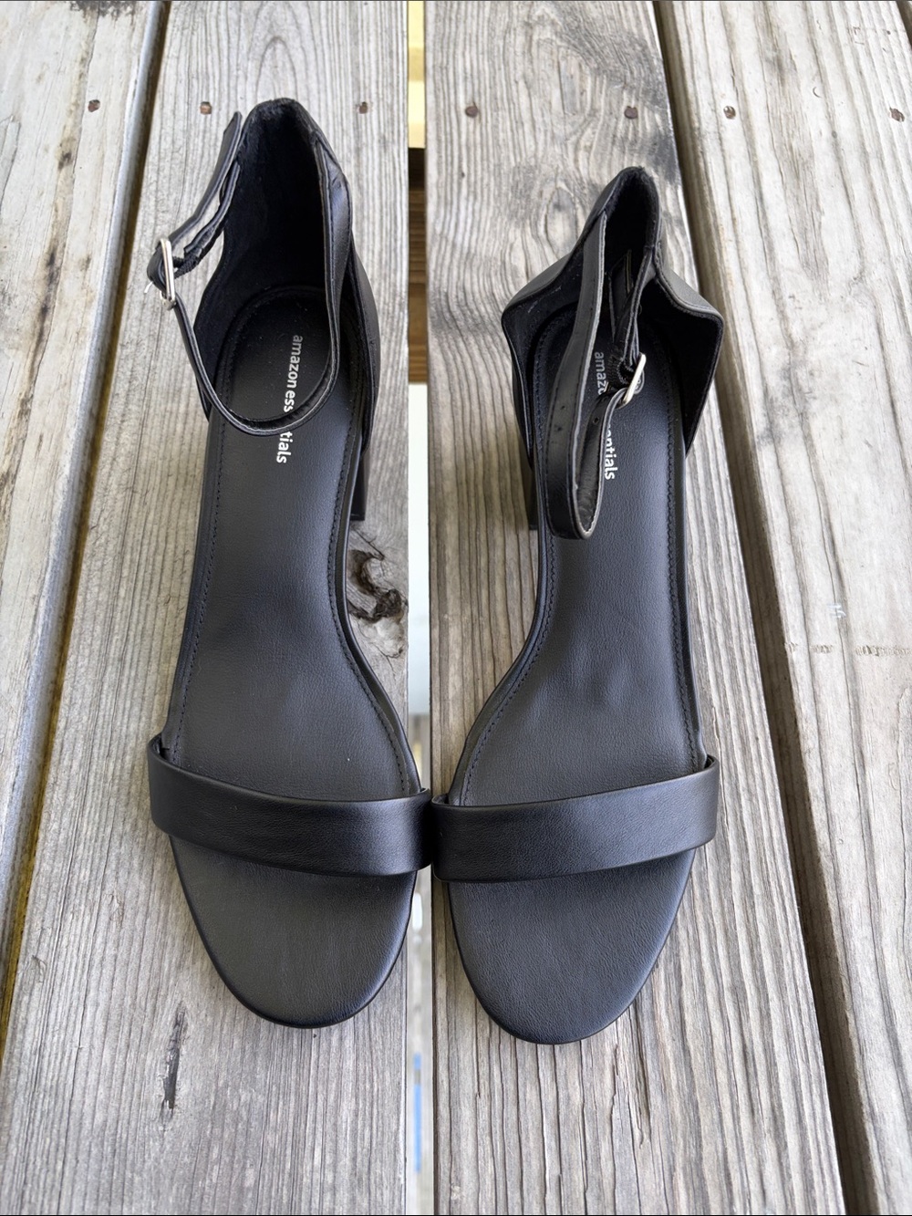 Gently Worn Amazon Essentials Women's Black Ankle-Strap Sandals